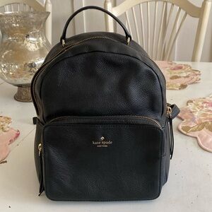 Kate Spade EUC black leather back pack.